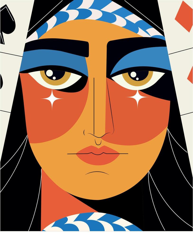 Poker face illustration in flat style vector