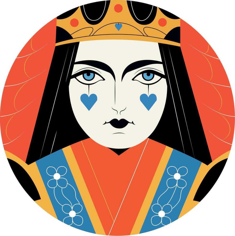 Queen face illustration in flat style vector