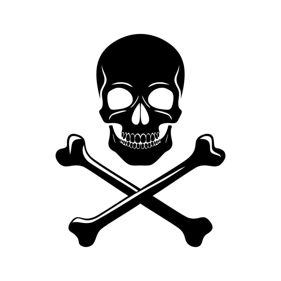 A skull and crossbones on a white background tattoo illustration vector