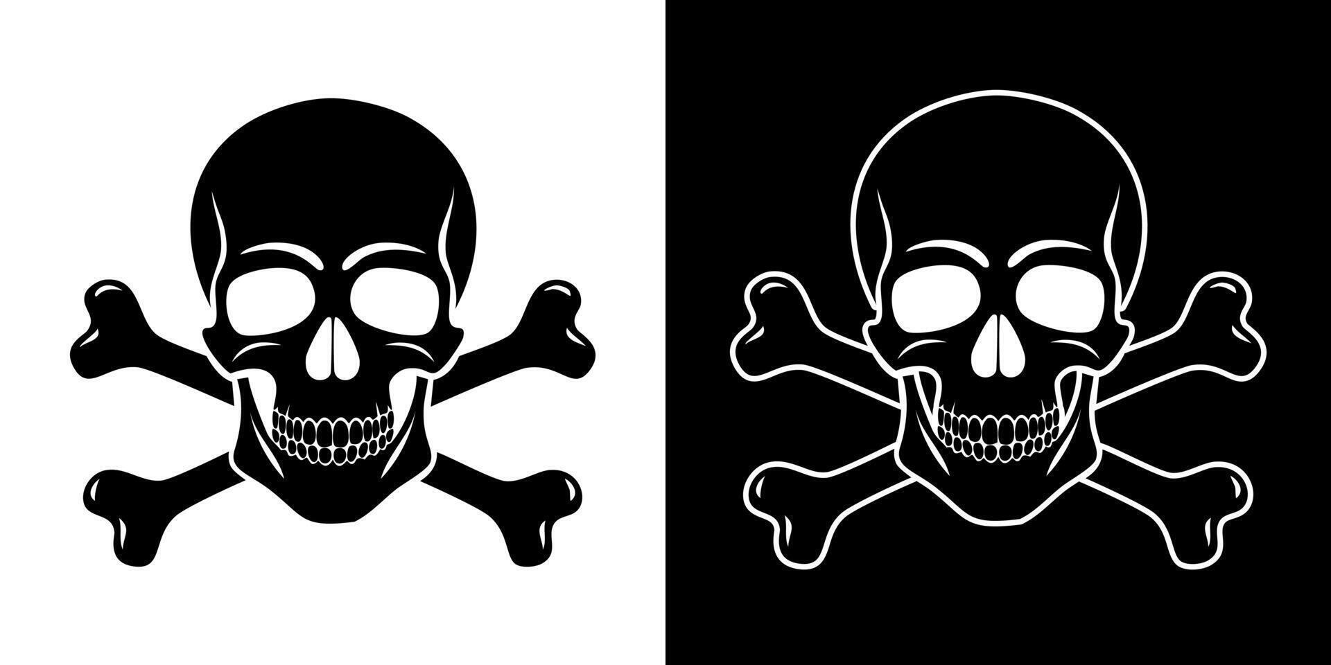 Skull and crossbones symbols on a black and white background tattoo design vector