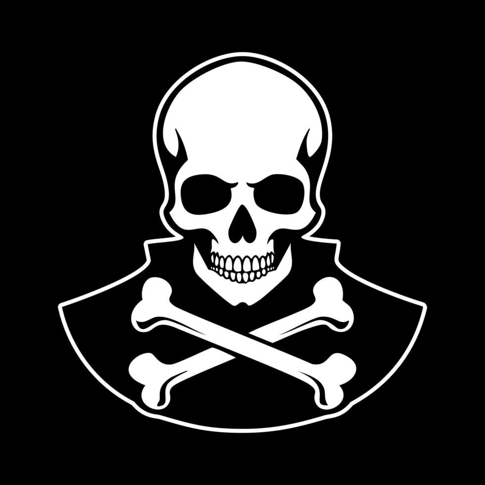 A skull and crossbones on a black background symbol vector