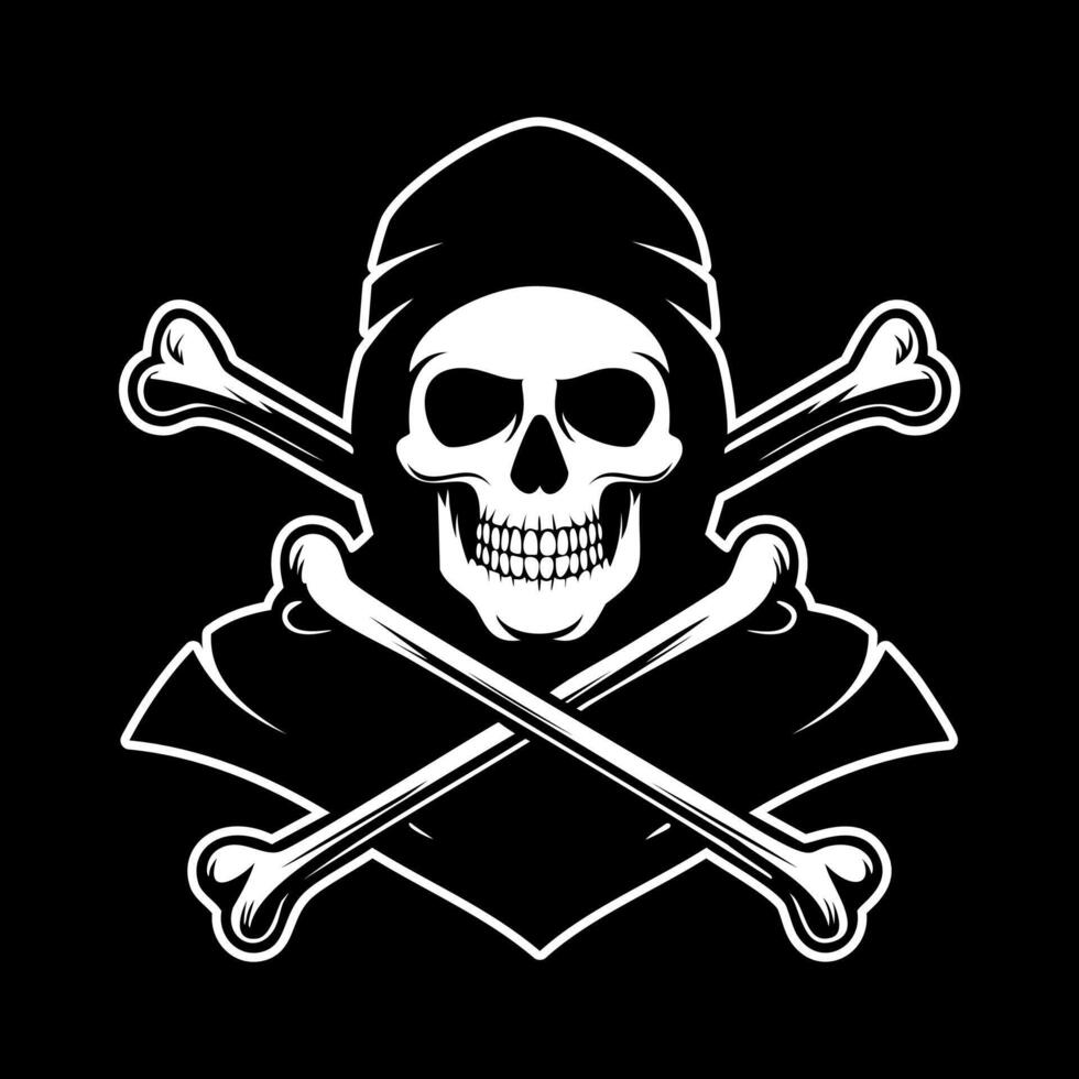 Skull and crossbones on black background vector
