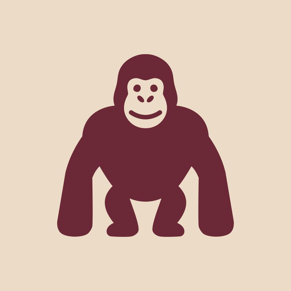 A gorilla icon on a beige background caricature vector