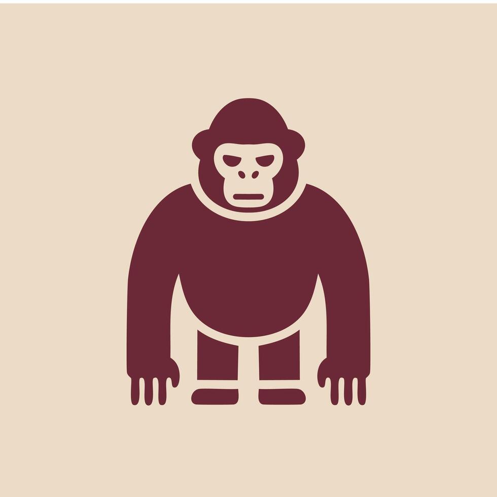 A cute gorilla icon on a beige background vector