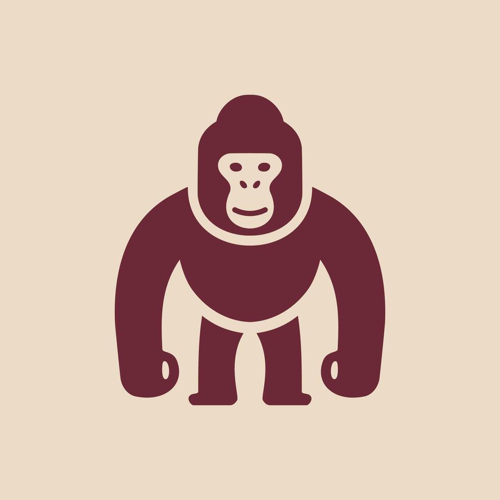 A gorilla icon on a beige background logo design vector