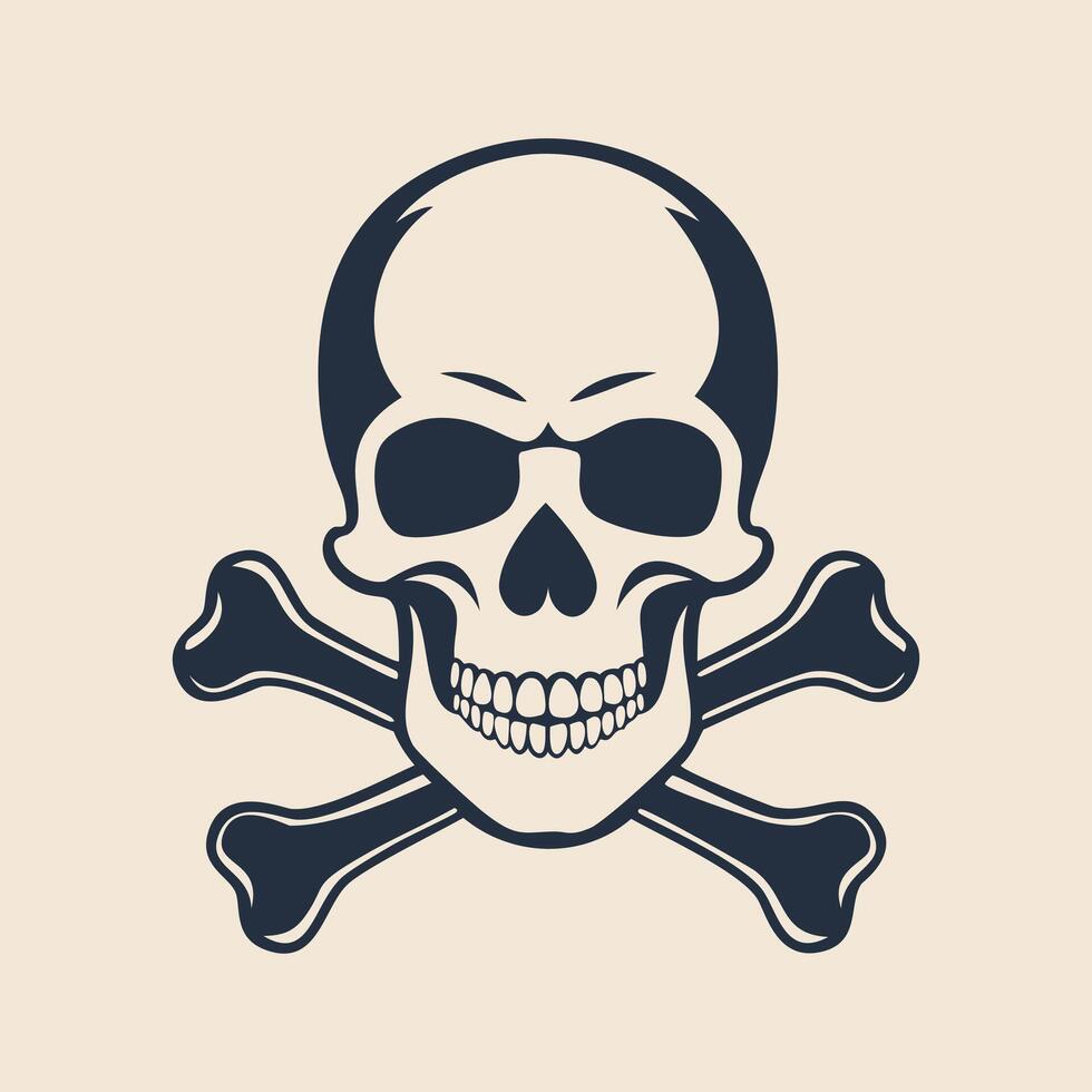 A skull and crossbones icon on a beige background design vector