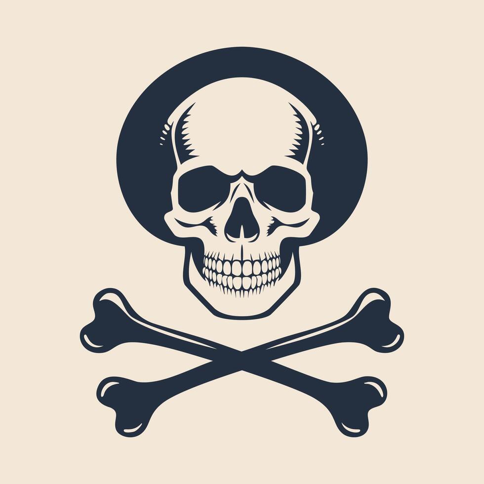 A skull and crossbones icon on a beige background isolated vector