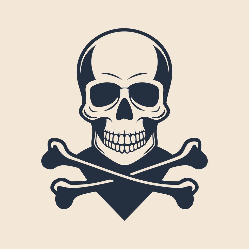 A skull and crossbones logo design tattoo vector