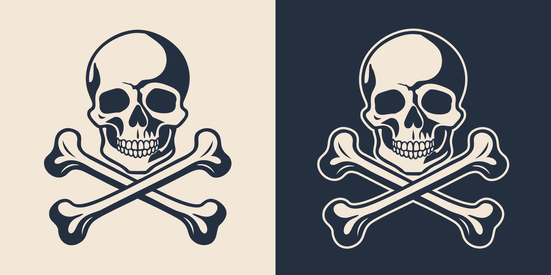 Skull and crossbones logo illustration vector