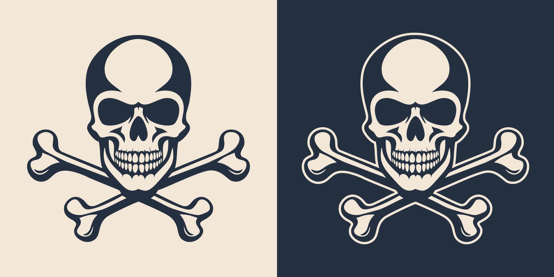 Two different skull and crossbones tattoo illustration vector