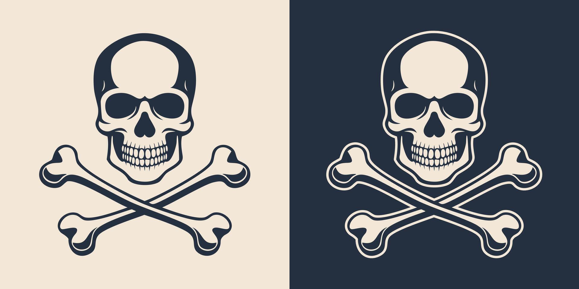 Two different skull and crossbones illustration icon vector
