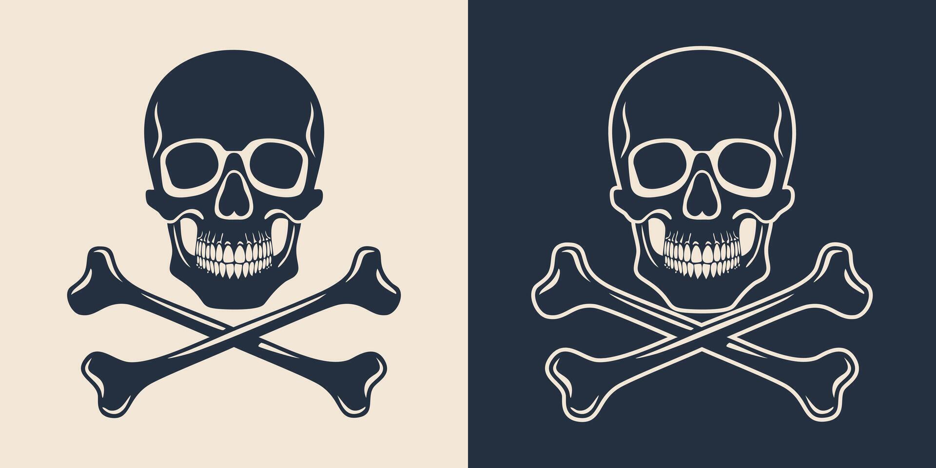 Skull and crossbones tattoo monochrome vector
