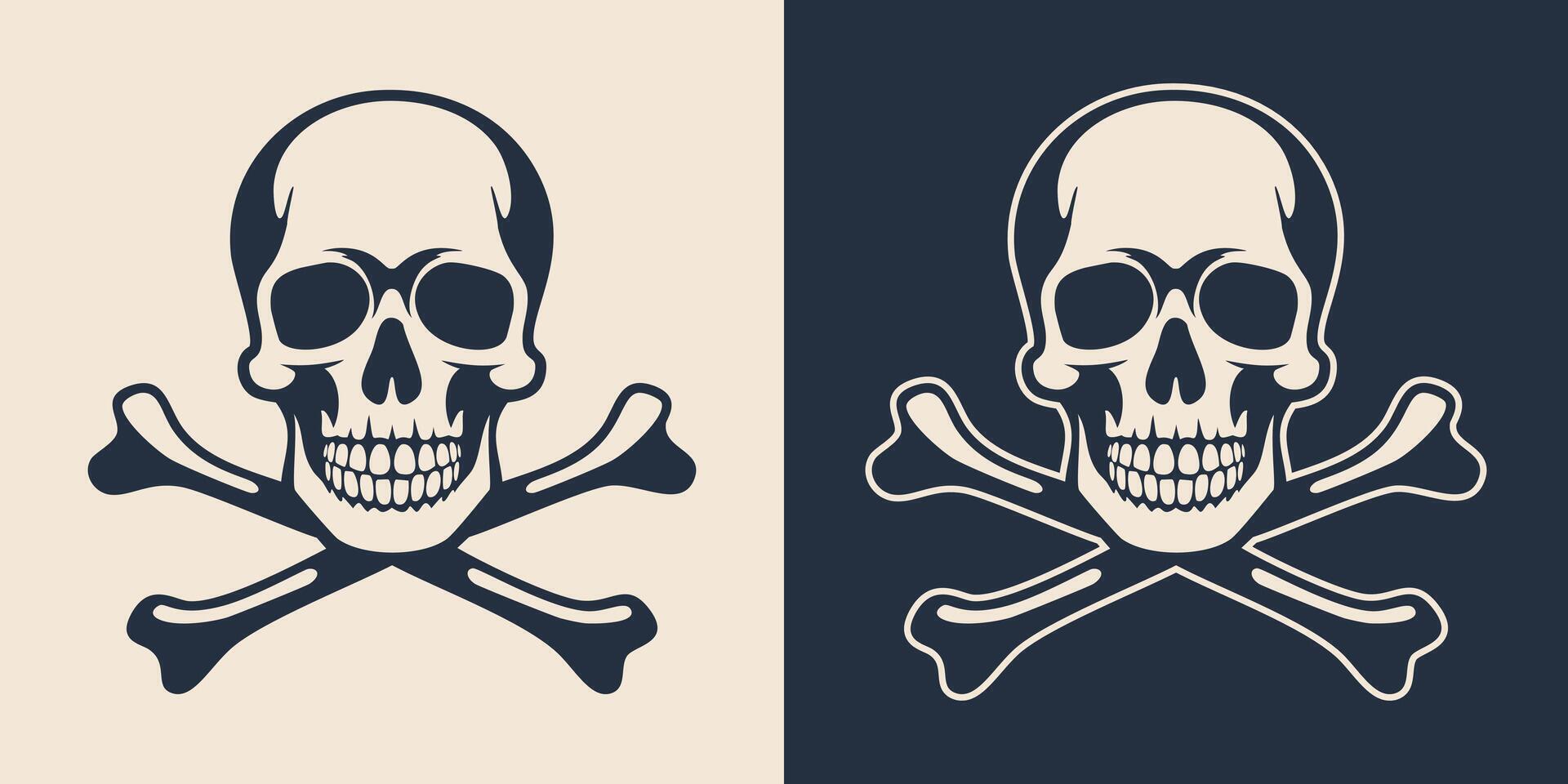 Skull and crossbones tattoo illustration vector
