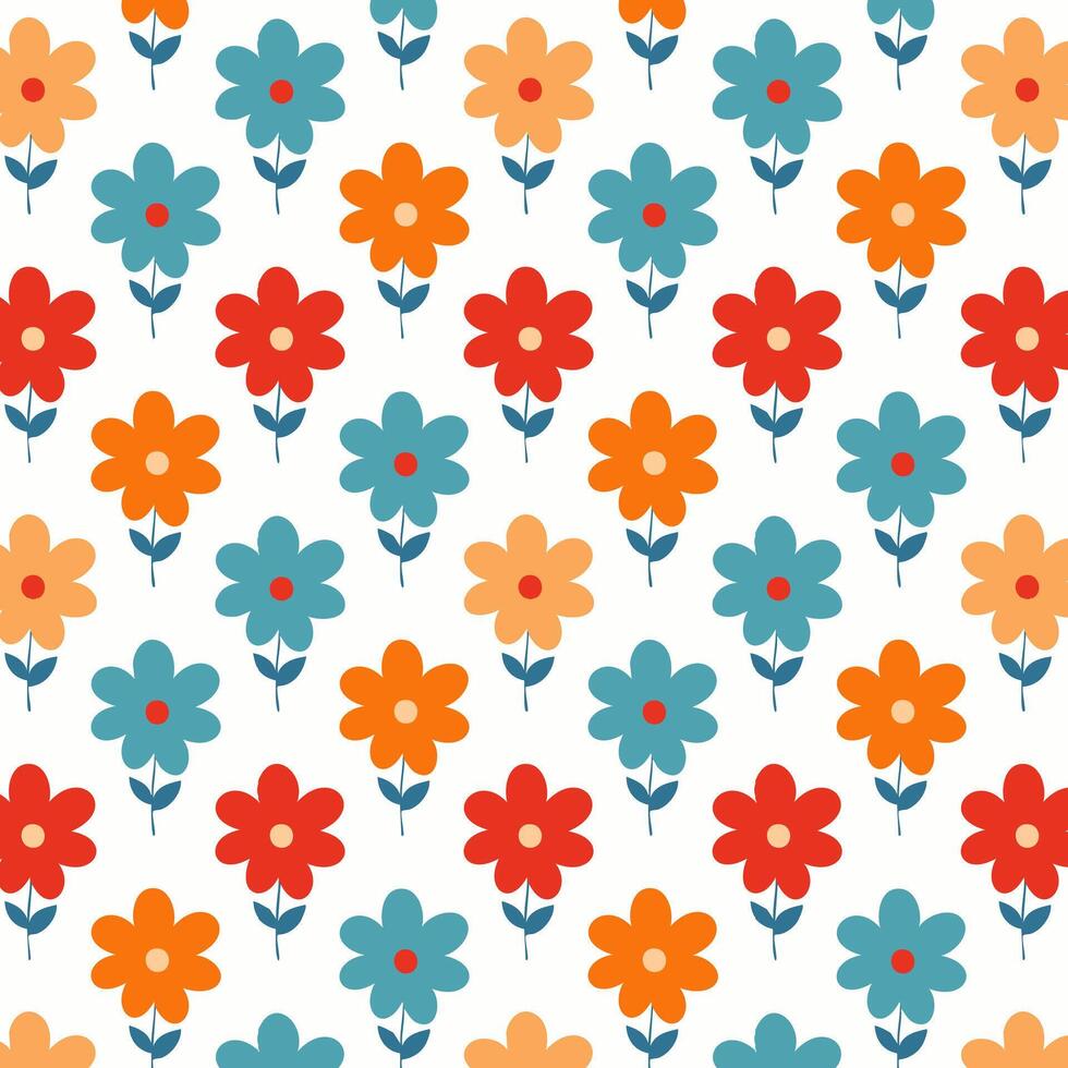 A colorful pattern with flowers on a white background vector
