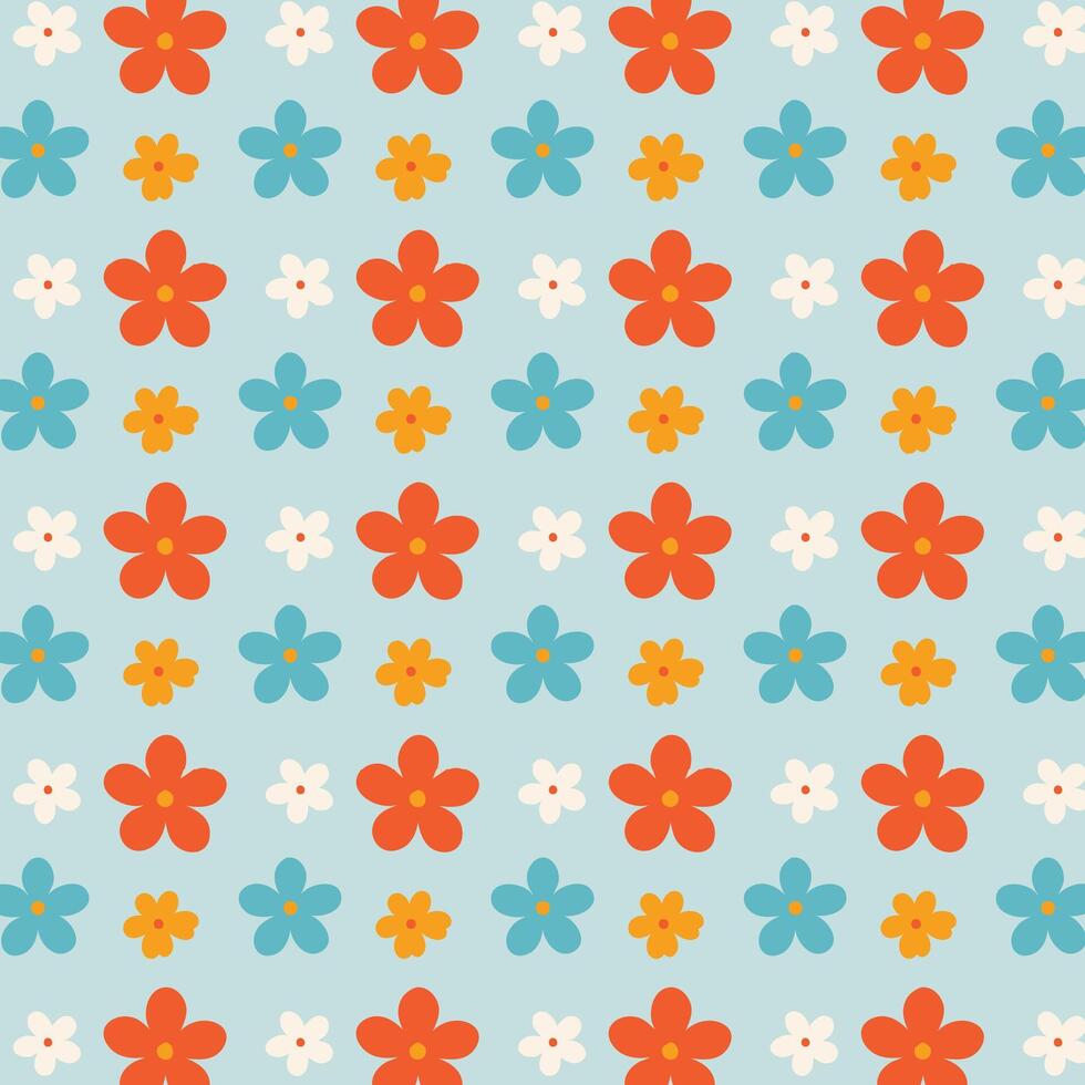 A pattern with orange and blue flowers on it vector