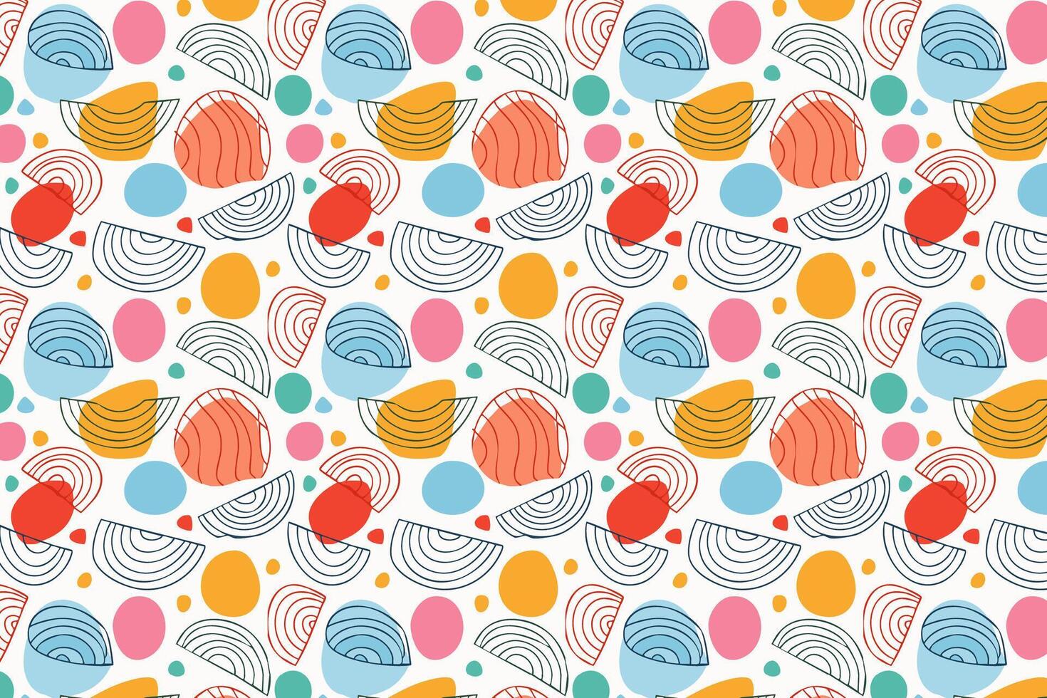 A colorful pattern with circles and shapes vector