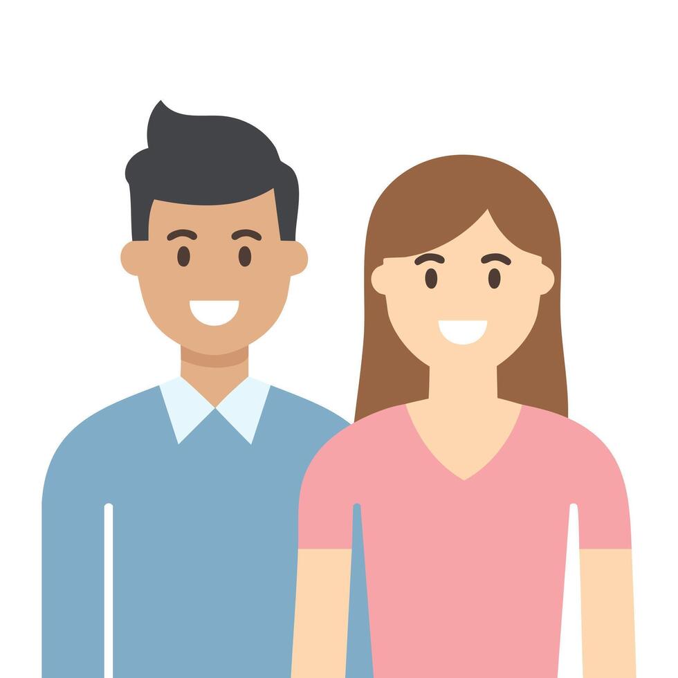 A man and woman are standing together in front of a white background vector