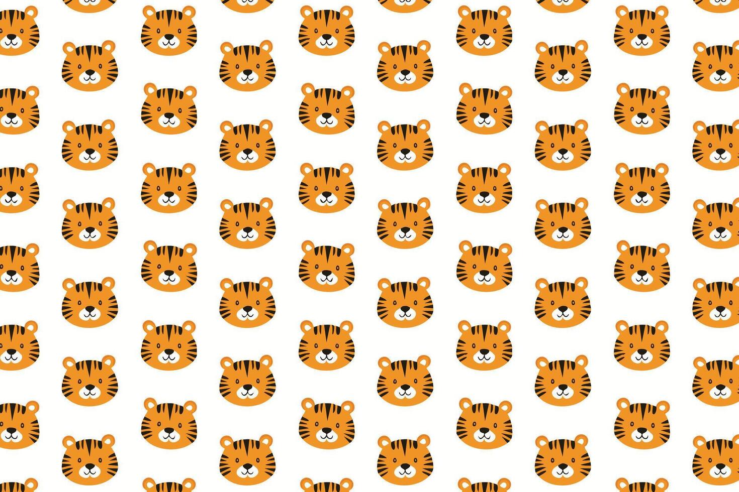 A pattern of tiger faces on a white background vector