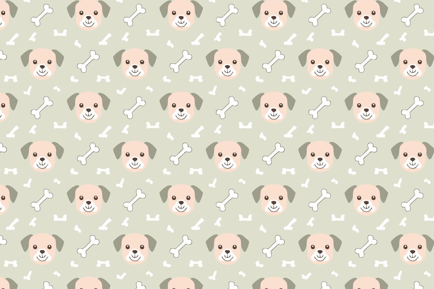 A pattern with dogs and bones on a green background vector