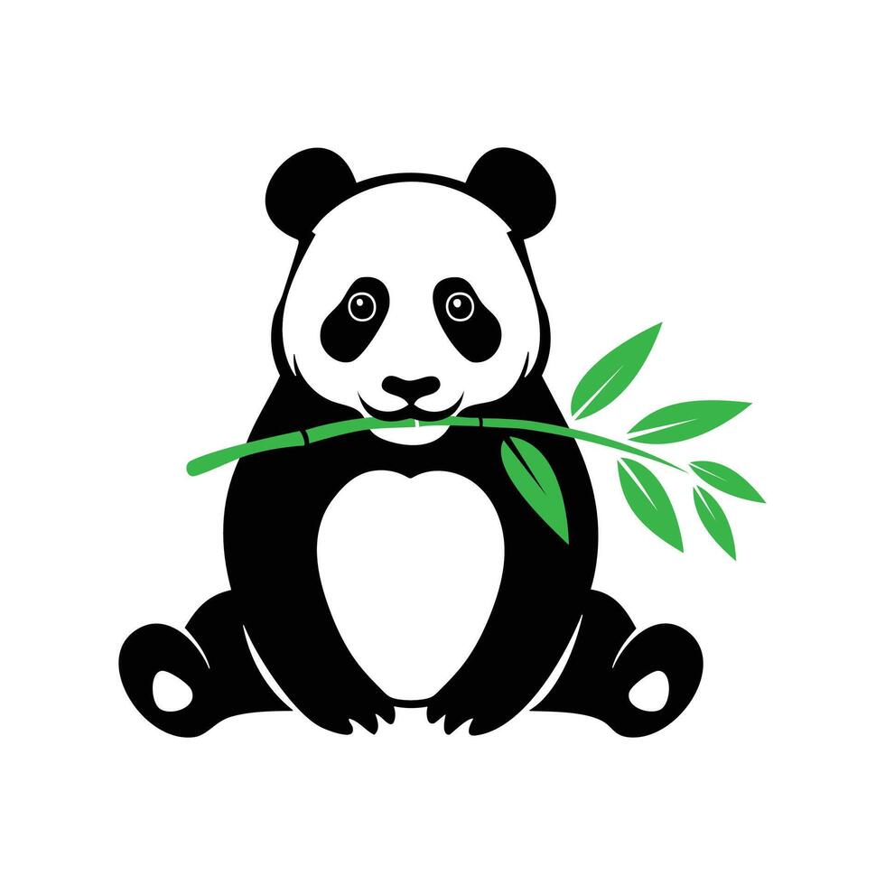 A panda bear holding a bamboo branch vector