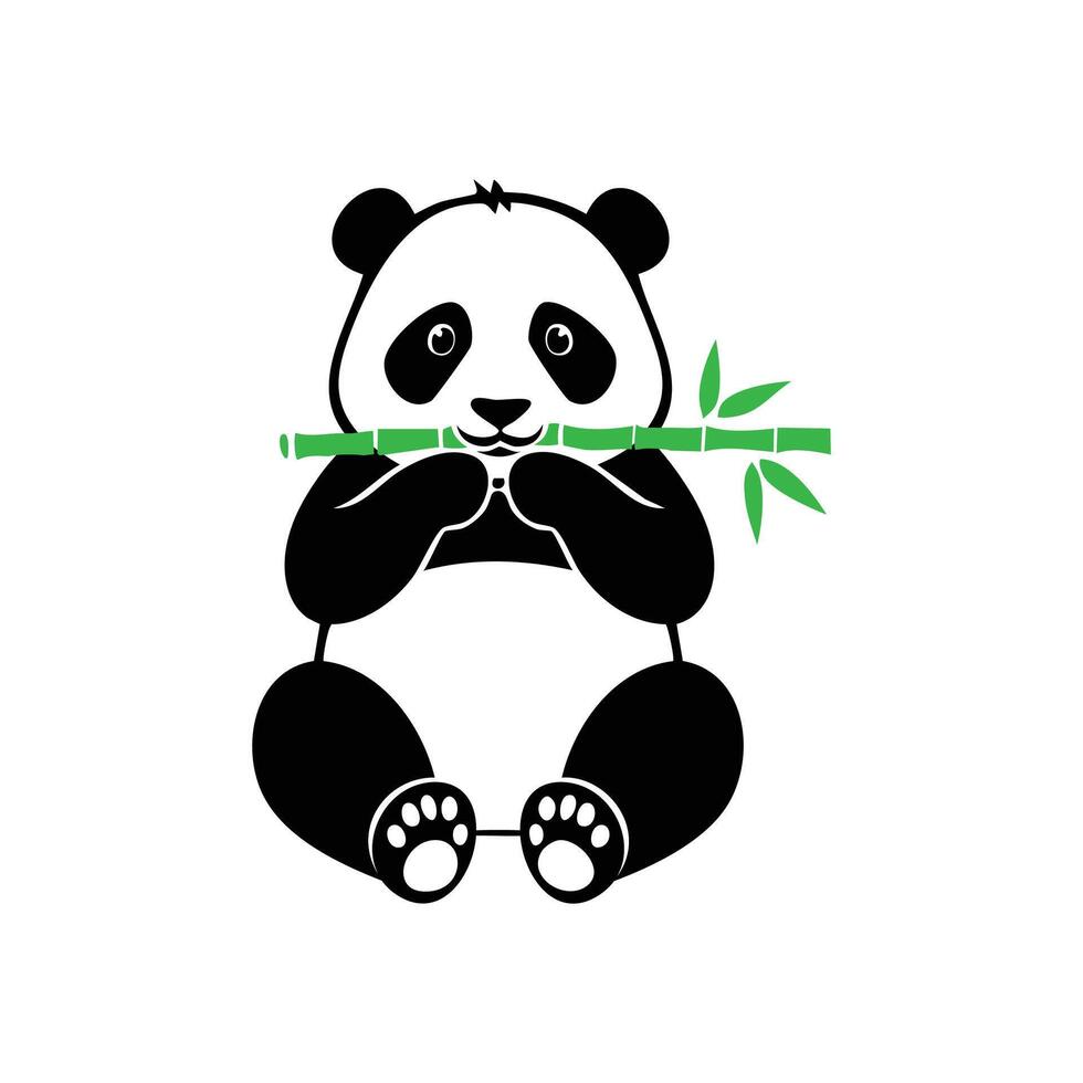 Panda Bear Eating Bamboo On White Background 56619837 Vector Art At