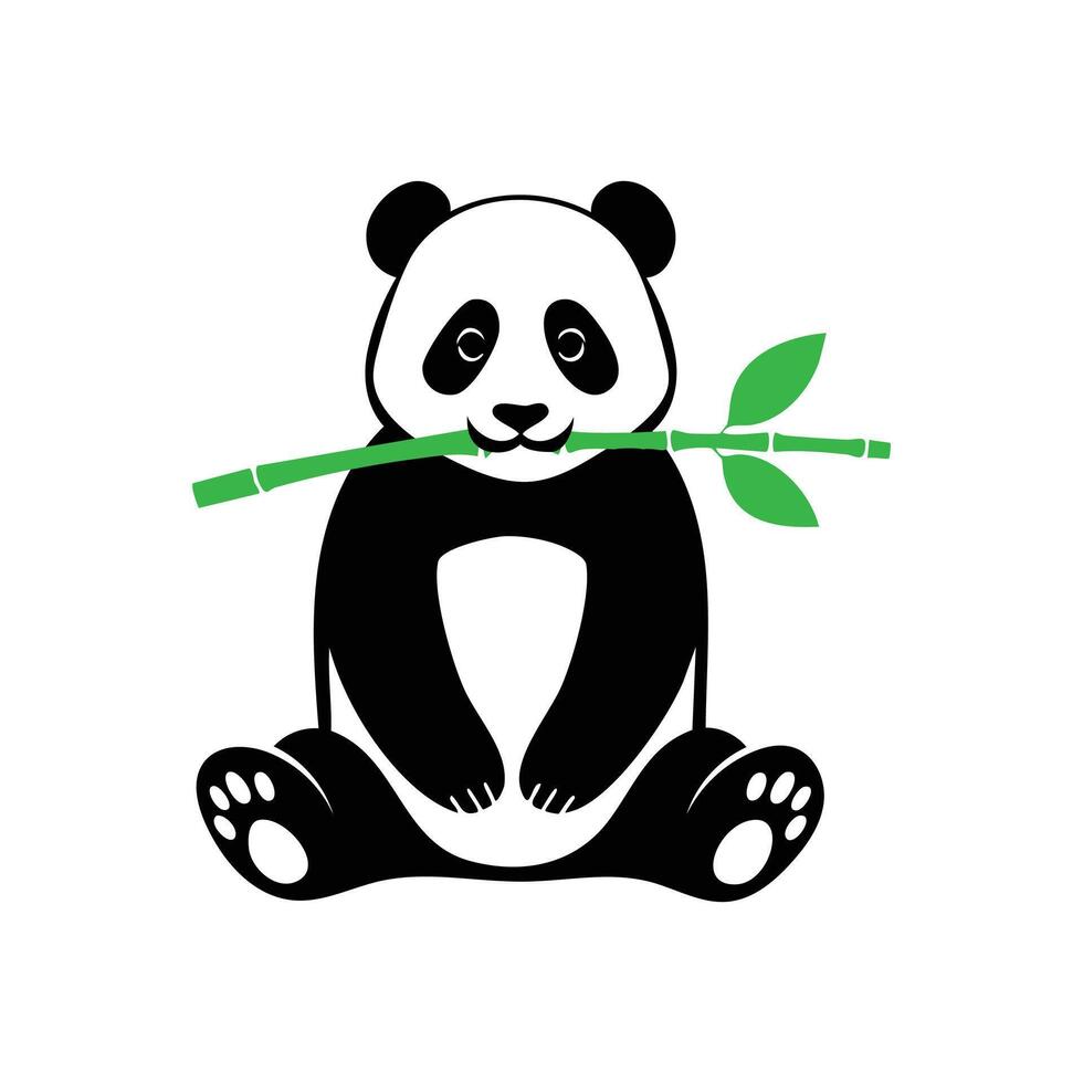 A panda bear holding a bamboo branch vector