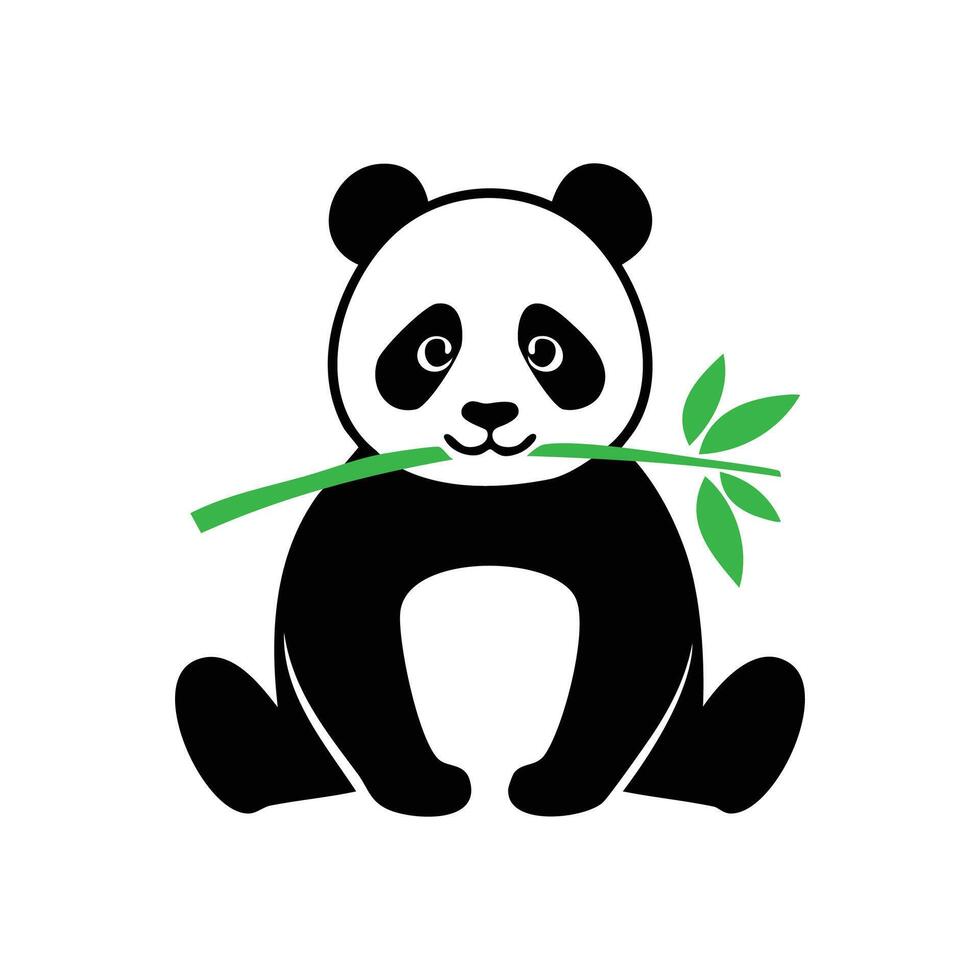 A panda bear holding a bamboo branch vector