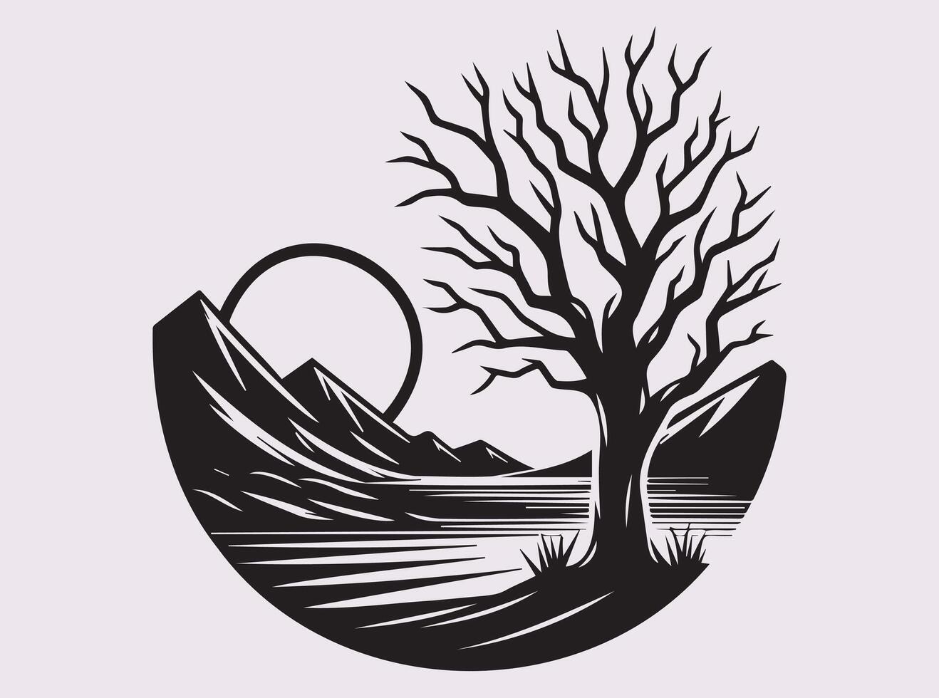Isolated Black Dead Tree Desert Silhouette for Sketch and Illustration vector