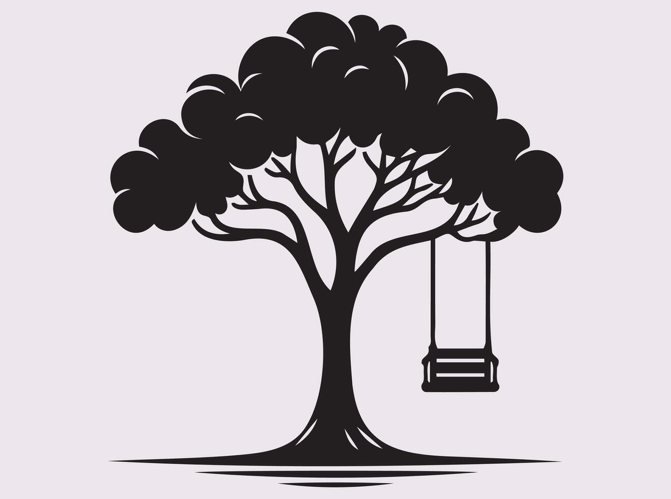 Elegant Black Tree with Swing Silhouette Ideal for Digital and Print Designs vector