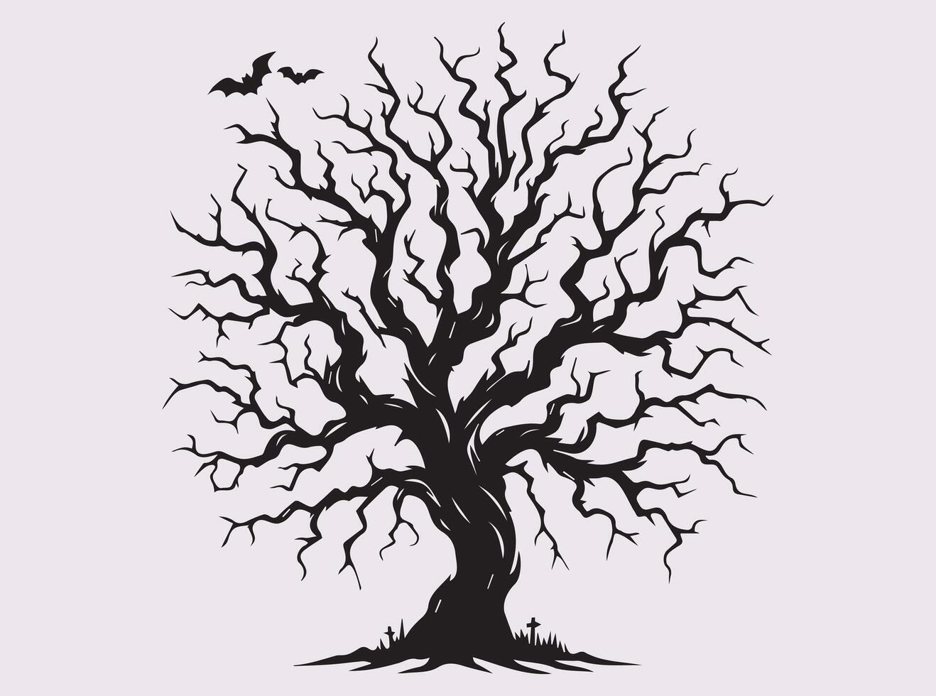 Solid Black Spooky Bare Tree Silhouette for Scary Halloween Scenes vector
