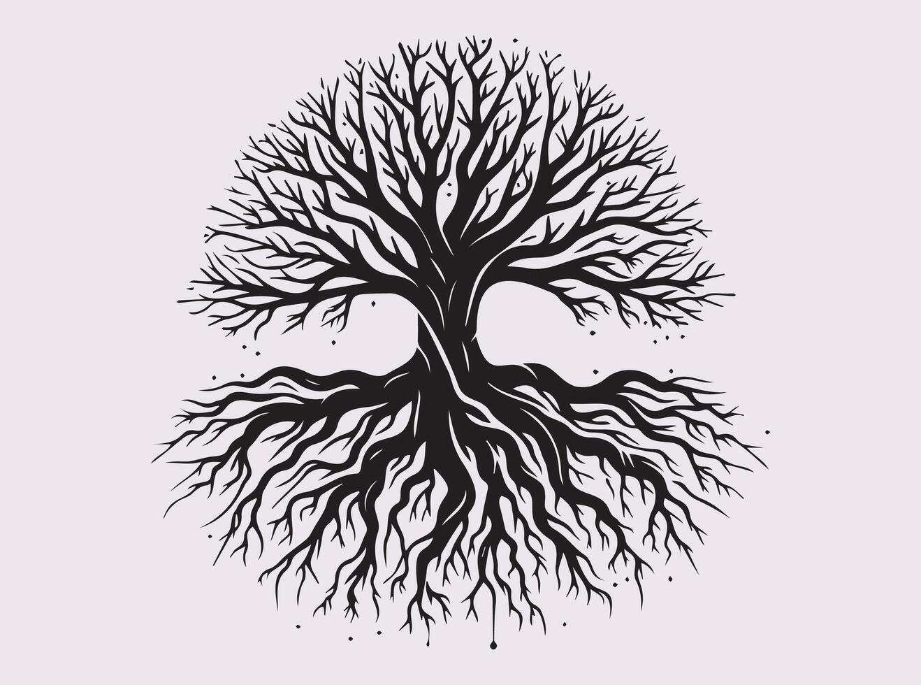 Black Abstract Tree Roots Silhouette Design for Contemporary Art Styles vector