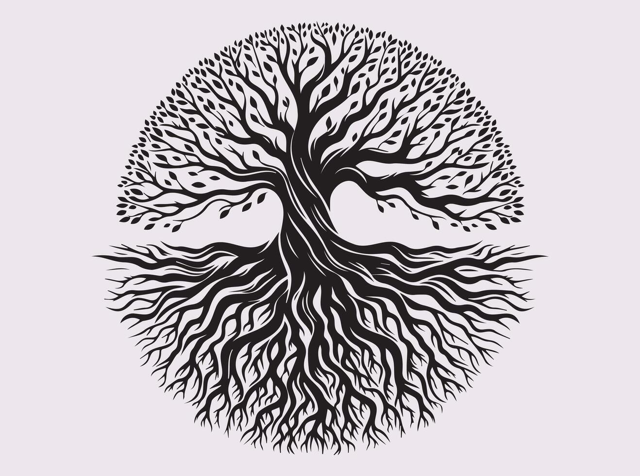 Solid Black Tree Roots Abstract Silhouette for Artistic Nature Inspired Design vector