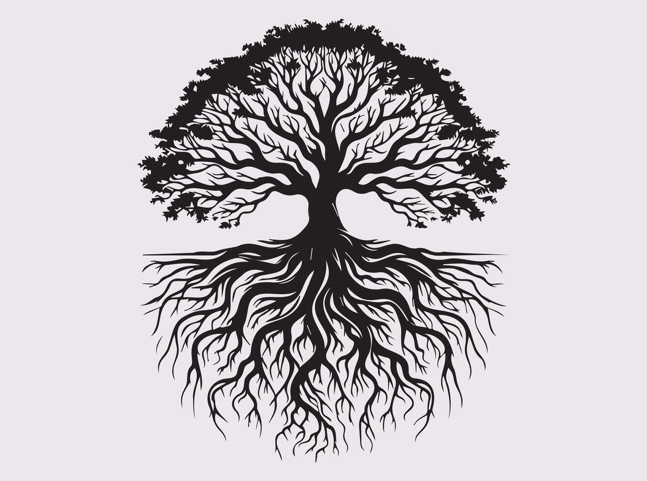 Modern Black Tree Roots Abstract Silhouette for Artistic Interior Decor vector