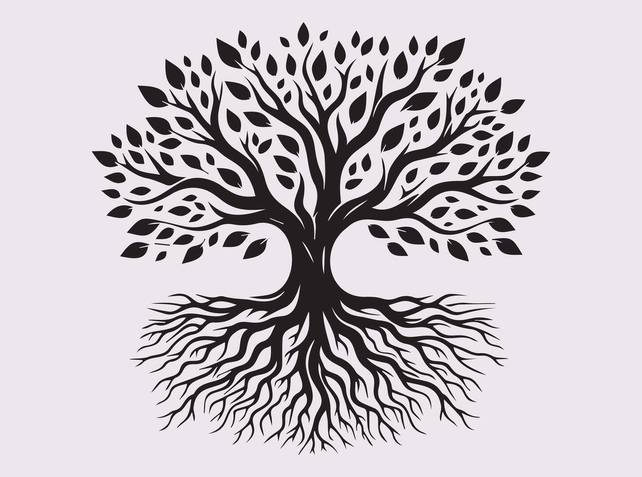 Black Abstract Silhouette of Tree Roots for Nature and Art Themes vector