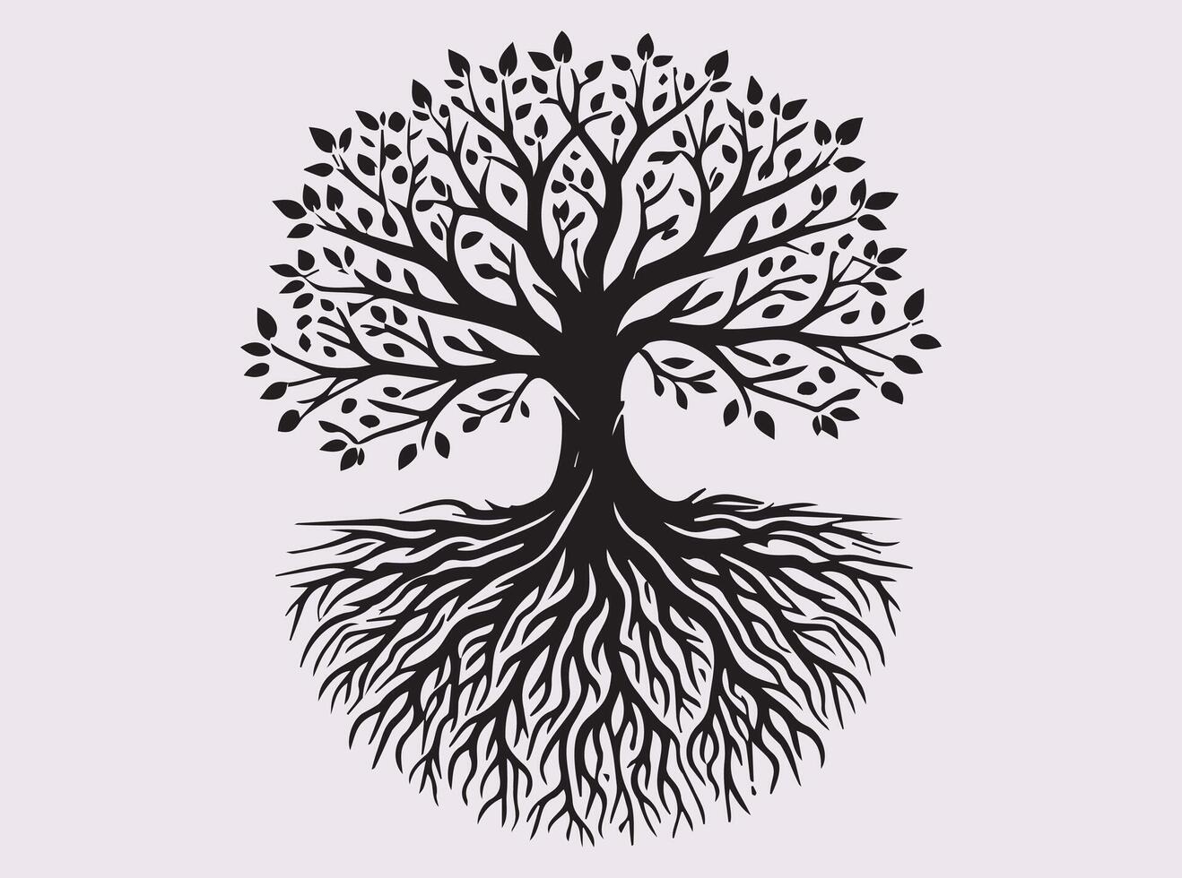 Abstract Tree Roots Silhouette in Solid Black for Modern Home Decor vector