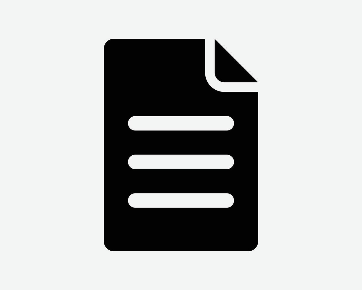 Document Page Paper Sheet Lines Line Doc Word Text File Folder Black White Icon Sign Symbol Graphic Illustration vector