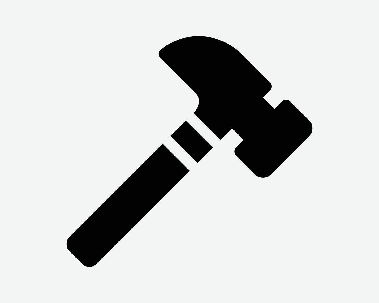 Claw Hammer Handtool Hand Tool Handyman Smash Construction Fix Repair Broken Fixing Hardware Black White Icon Sign Symbol Graphic Illustration vector