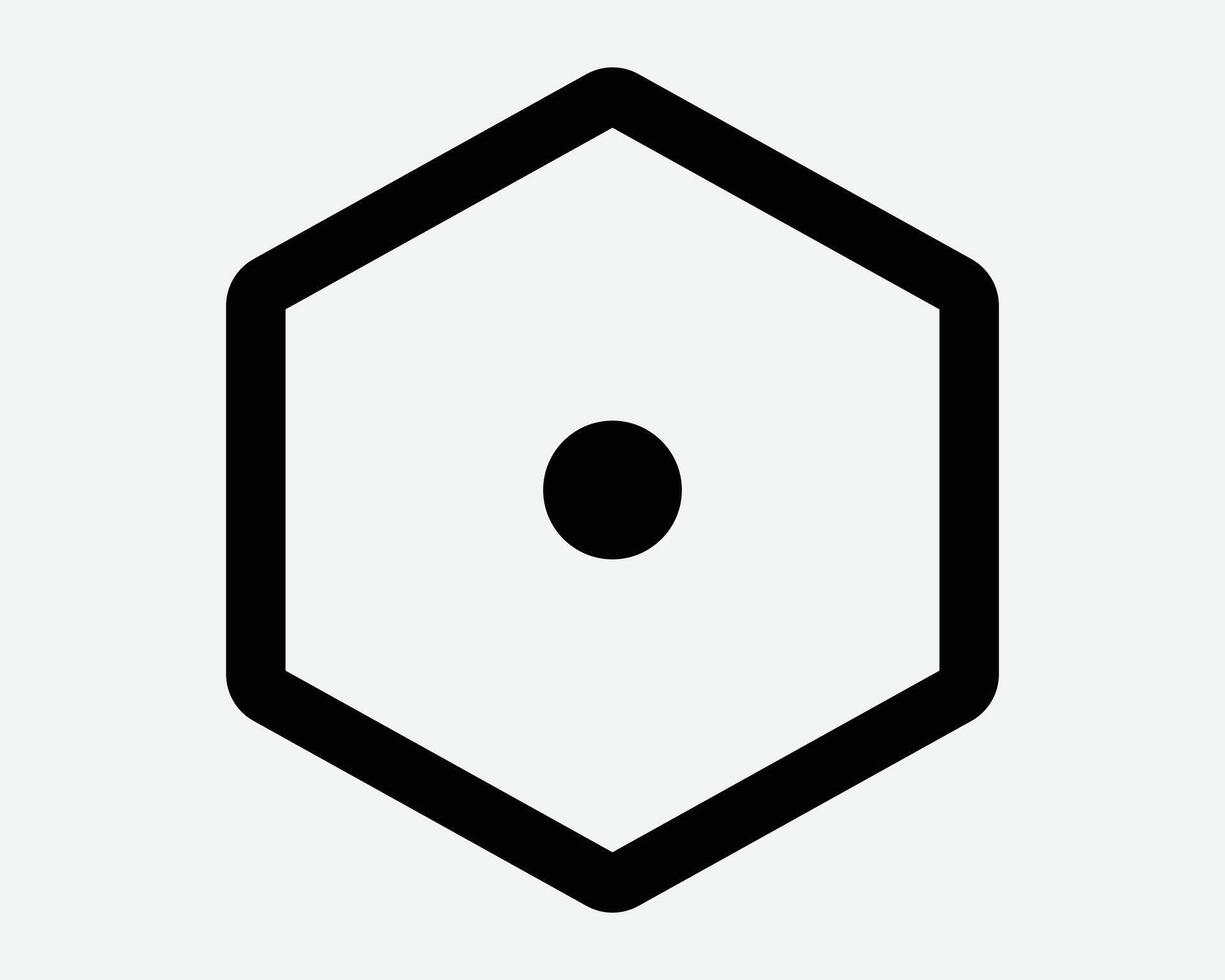Hexagon Dot Center Aim Point Bulls Eye Bullseye Outline Line Shape Geometry Icon Sign Symbol vector