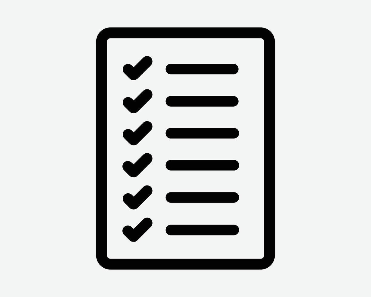 Checklist Outline Line Shape To Do List Adgenda Achievement Tick Correct Questionaire Survey Icon Black White Symbol Sign Graphic Illustration vector