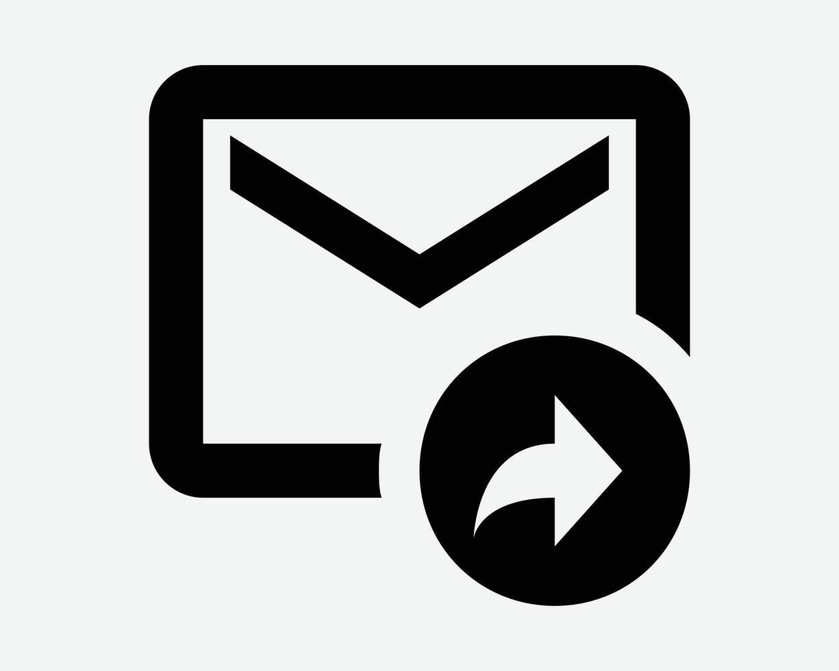 Email Forward Mail Arrow Path Reply Send Envelope Letter Point Message Inbox Outbox E-Mail Black White Icon Sign Symbol Graphic Illustration vector