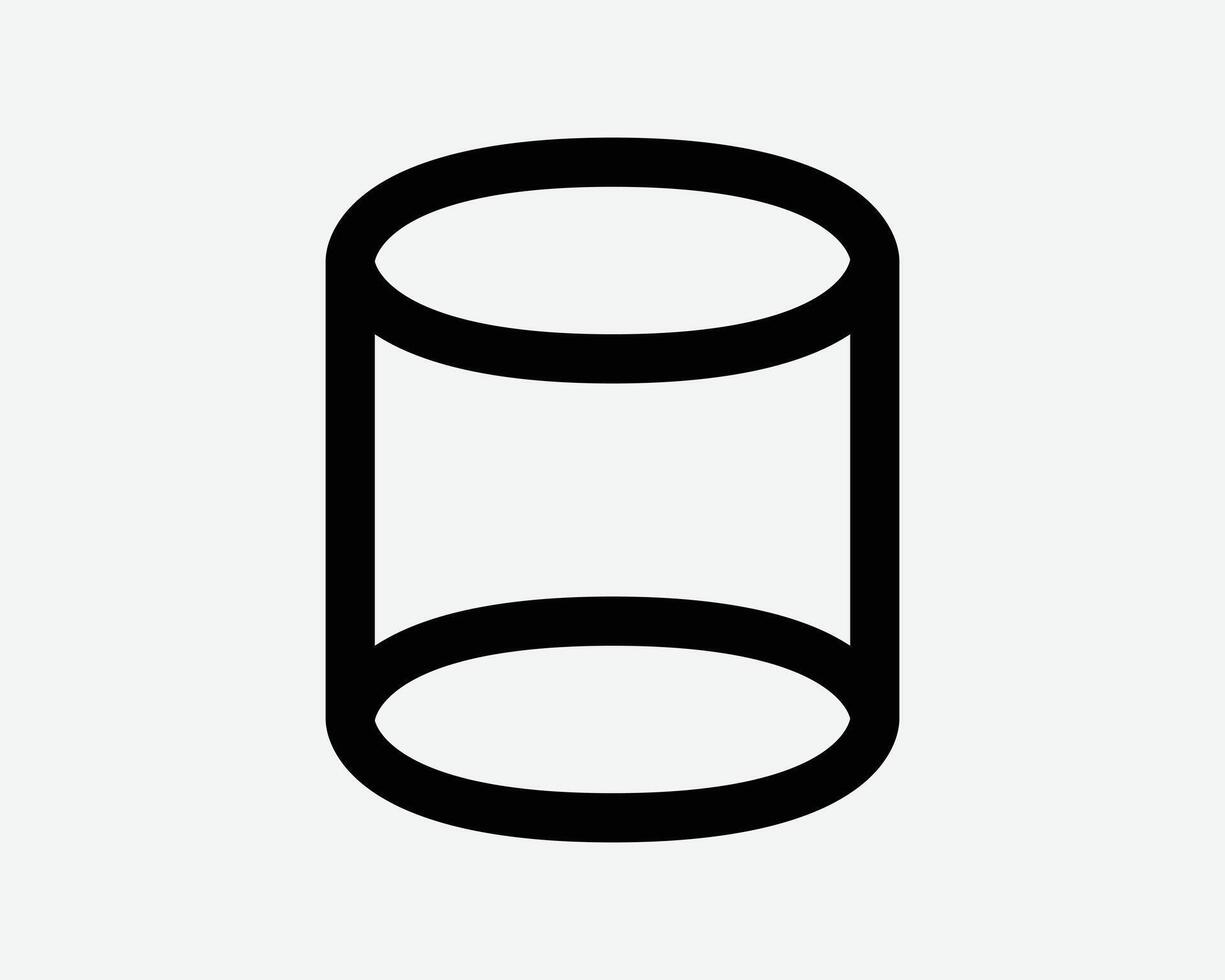 Cylinder Outline Line Shape Geometry Black White Icon Sign Symbol Graphic Illustration vector