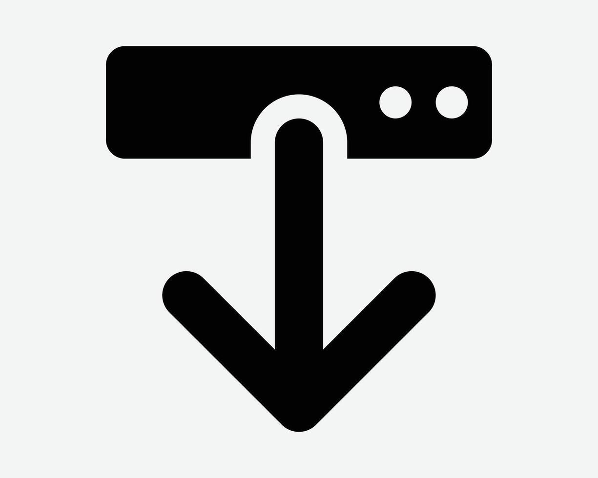 Data Server Download Storage Archive Arrow Down Load Hard Disk Computer CPU Memory Black White Icon Sign Symbol Graphic Illustration vector