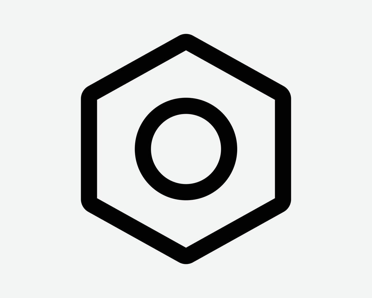 Nut Outline Bolt Screw Hexagon Line Shape Black White Icon Sign Symbol Graphic Illustration vector