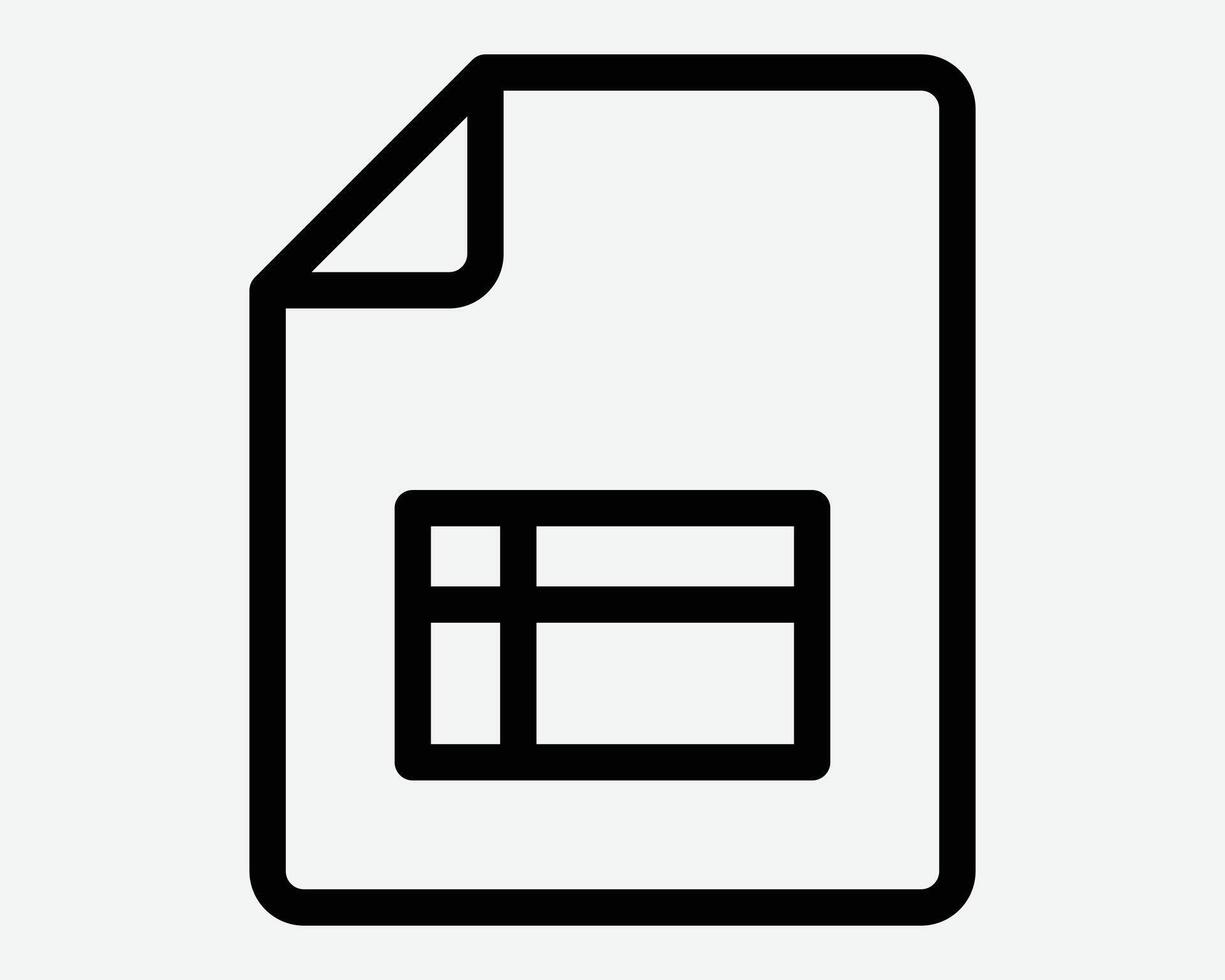 Spreadsheet File Folder Document Paper Save Doc Data Outline Shape Fold Input Icon Black White Symbol Sign Graphic Illustration vector
