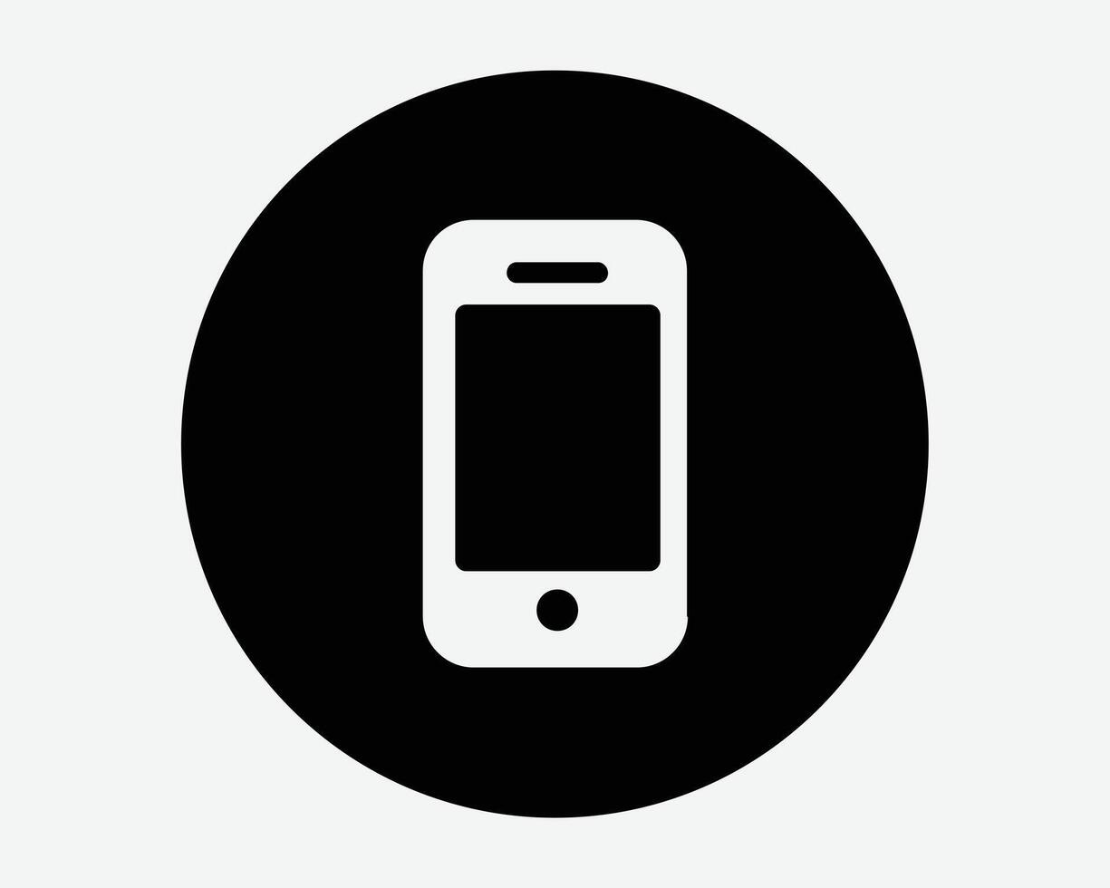 Smartphone Button Round Circle Mobile Phone Handphone Smart Device Tech Technology Icon Black White Symbol Sign Graphic Illustration vector