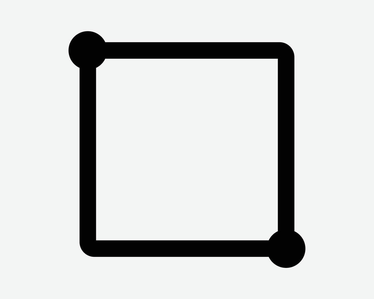Square Corner Dot Top Left Bottom Right Shape Line Outline Path Draw Scale Border Icon Black White Symbol Sign Graphic Illustration vector