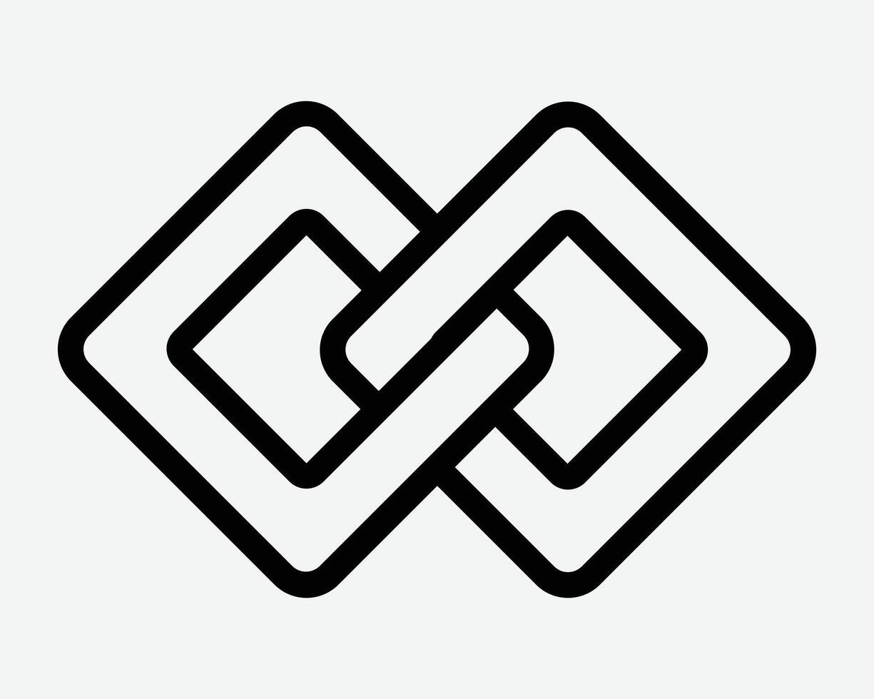 Chain Link Connection Attachment Security Connect Attach Safety Secure Protection Outline Line Sign Symbol Icon Artwork Graphic Illustration vector