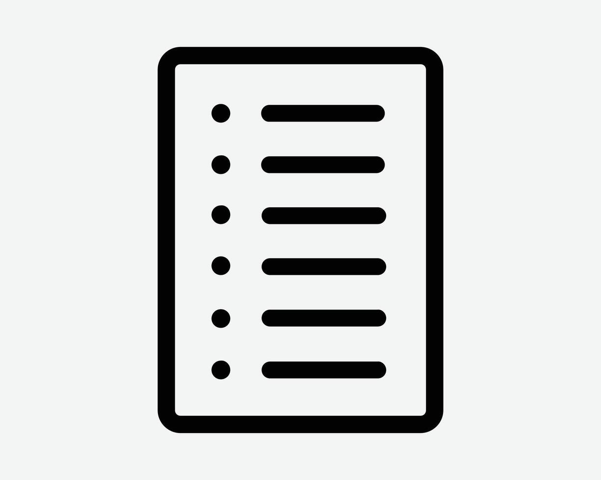 List Sheet To Do Paper Page Memo Print File Document Doc Office Bullet Point Report Outline Line Sign Symbol Icon Artwork Graphic Illustration vector