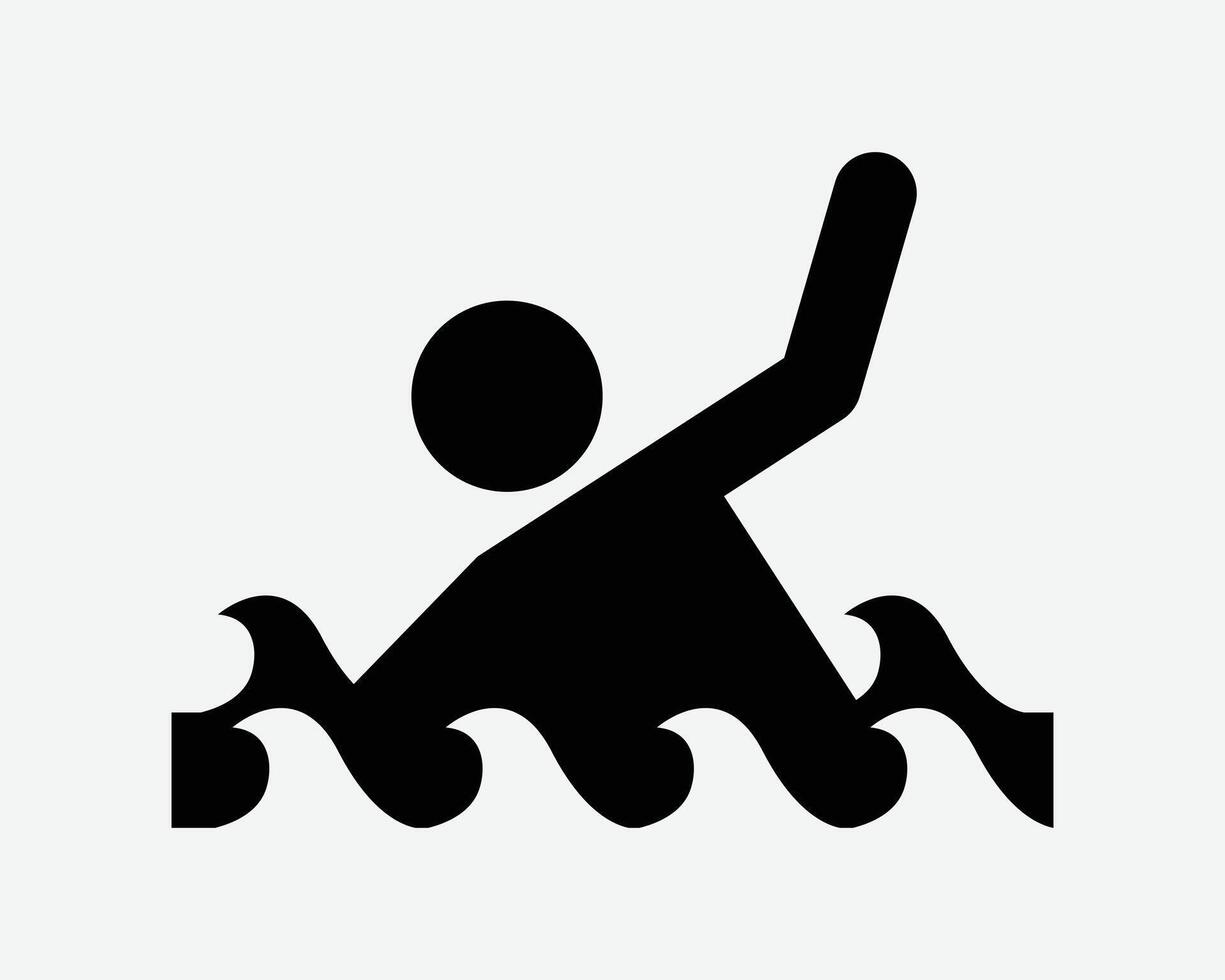 Man Drowning Drown Help Fist Aid Water Danger Human Waving Wave Sea Ocean Lifeguard Safety Black White Icon Sign Symbol Graphic Illustration vector