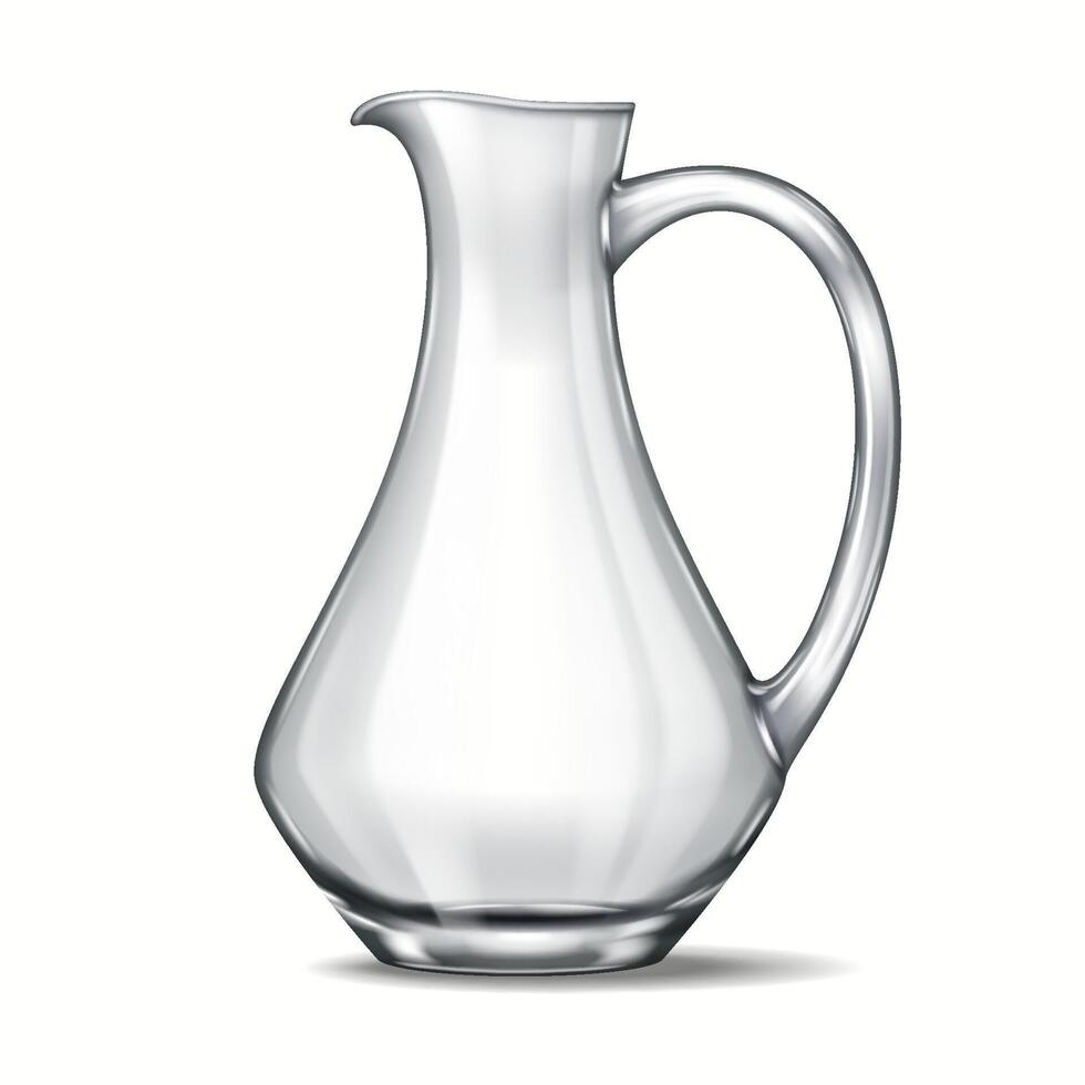 A digital 3D rendering of a tall and slender glass pitcher with a gracefully curved handle and a smooth spout. Its minimalistic and elegant design makes it perfect for modern interiors and branding. vector